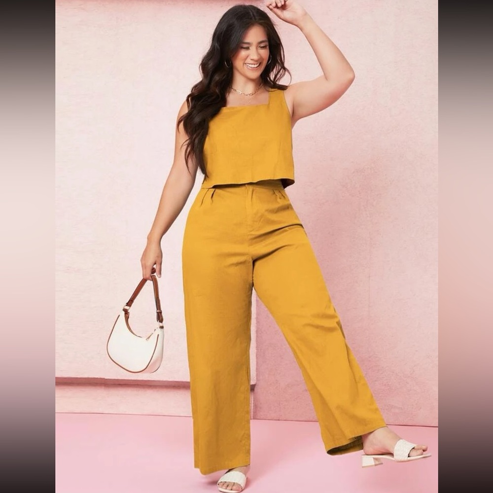 Ochre Yellow Two Piece Jumpsuit